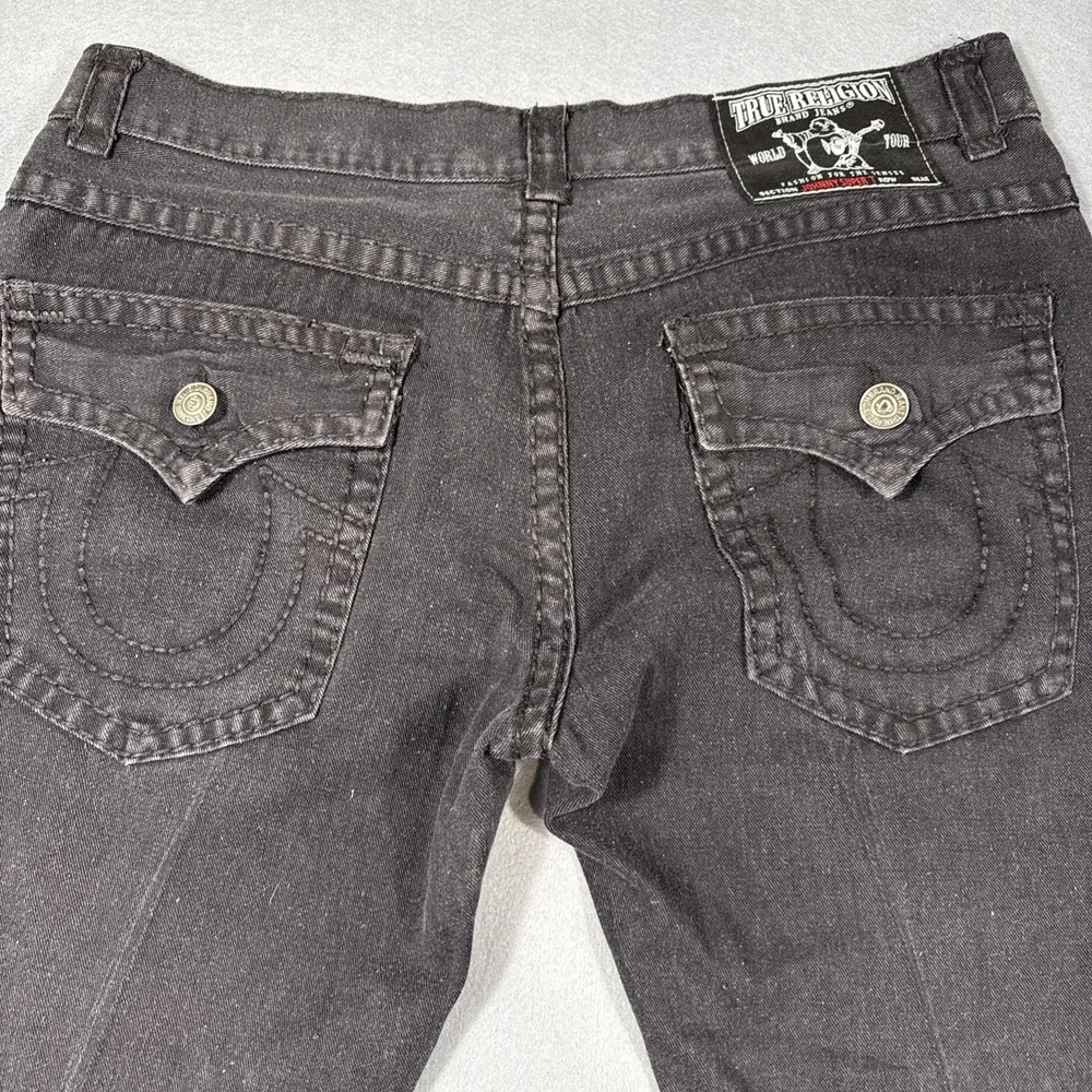 JEANS STRAIGHT True Religion Ricky  Mens 40x30 Relaxed  Black Flap Pockets Denim